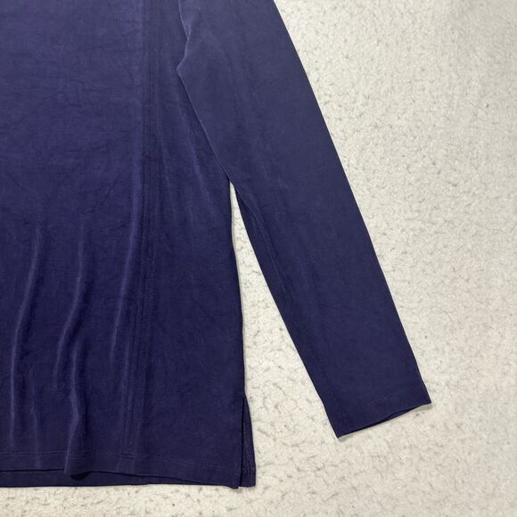 Chico's 0 Women's Small V-Neck Cold Shoulder Purple Long Sleeve Acetate Blouse - Picture 5 of 12